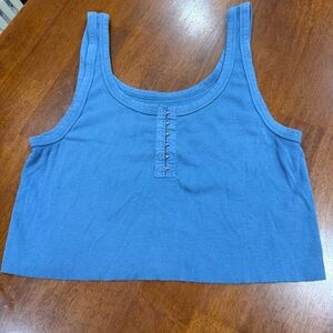 Aerie Blue Crop Top with Button Detail